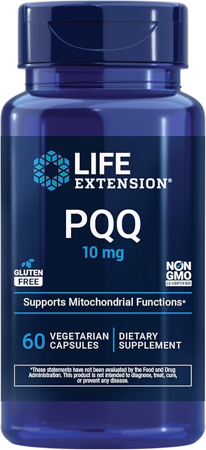 Life Extension PQQ Caps – Pyrroloquinoline Quinone, 10 mg – Promotes the Growth of New Mitochondria, ATP, Energy Support – Gluten-Free, Non-GMO, Vegetarian – 60 Capsules