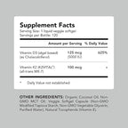 AMANDEAN Vitamin D3 K2. Vegan & Plant-Based 5000iu VIT D from Algae. All-Trans MK-7 K2Vital. 120 Softgels. Carrageenan Free. Organic Coconut Oil Blend. for Mood, Bones, Heart, Immune Health.