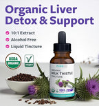 USDA Organic Milk Thistle Extract - High Potency 10:1 Silymarin Milk Thistle Liquid Liver Cleanse Detox & Repair Supplement - Vegan Non-GMO & Alcohol-Free Liver Support Supplement (30 Servings)