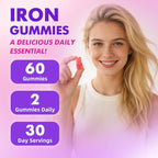 softbear Iron Gummies for Women & Men & Kids, Chewable Iron Supplements with Vitamin C,B3,B5,B6,B12 Supports Immune System, Energy & Vitality, Sugar-Free/Vegan, Strawberry Flavor 120 Count