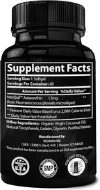 BioImmune 2 Pack Triple Strength AstaQuil™ Astaxanthin 12mg Enhanced Absorption, 120 Softgels w/Organic Coconut Oil. Powerful Antioxidant for Eye, Joint & Heart Health