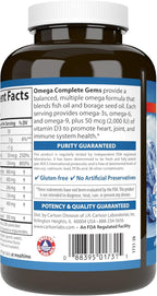 Carlson - Omega Complete Gems, Omega-3-6-9, Wild Caught, Sustainably Sourced, Heart Health, Joint Function & Immune Support, 90 Softgels