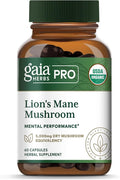 GAIA HERBS PRO Lion's Mane Mushroom - Supports Brain & Neurological Health* - Organic Mushrooms - 2,500mg Per Serving - Gluten-Free - 60 Capsules (30 Servings)