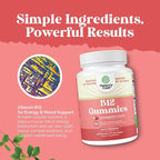 Vitamin B12 Gummies for Adults - Sugar Free Vitamin B12 1000 mcg Chewable Gums for Energy & Mood Support Immune & Nerves Health - Kosher Non-GMO & Gluten Free Supplement for Women & Men - 60 Count
