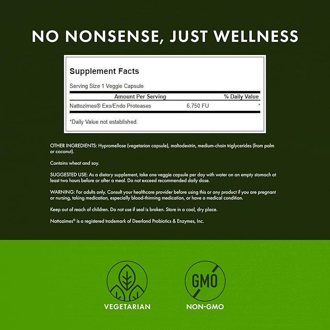 Swanson Triple-Strength Nattozimes 195 Milligrams/6750 Fu 60 Veg Capsules Enzyme
