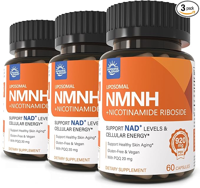 Sunshine & Rain Steady Energy Without Caffeine Crashes – Liposomal NMNH + NR + PQQ NAD⁺ Support Capsules for Cellular Energy, Focus & Healthy Aging | 180 Capsules