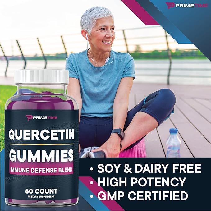 Primetime Sports Quercetin, Zinc,Vitamin C 1000mg Gummies Supplements with Elderberry, Flavonoid Vitamin for Kids Adults Immunity, Immune Support Gummy Booster 60 Count (Pack of 2)
