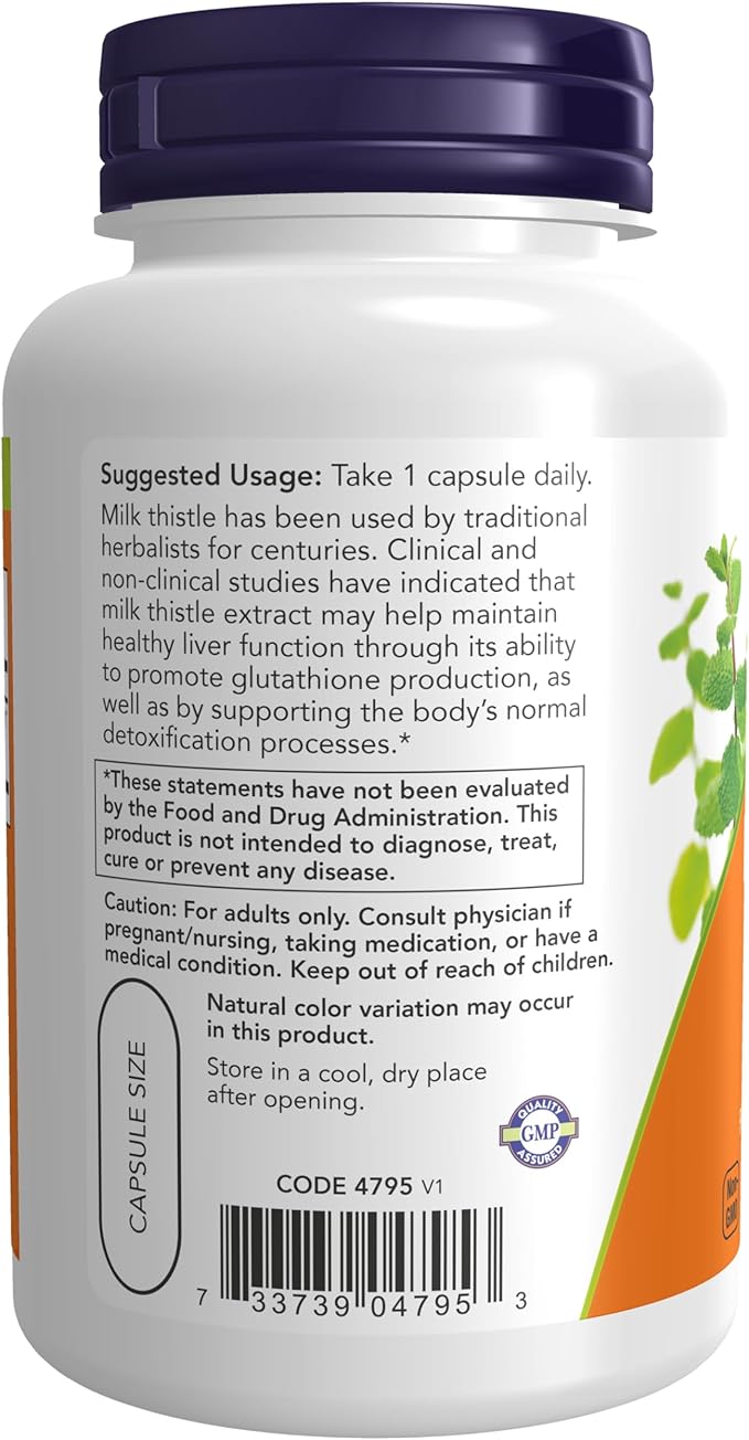 Now Foods Milk Thistle Extract 750 mg Silymarin (600 mg), Maximum Strength - 90 Veg Capsules