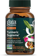 Gaia Herbs Turmeric Supreme Joint Health - Joint Support Supplement with Cucumber, Quercetin, Black Pepper, Ginger Root, Curcuminoids & More* - 60 Liquid Phyto-Caps (30 Servings)