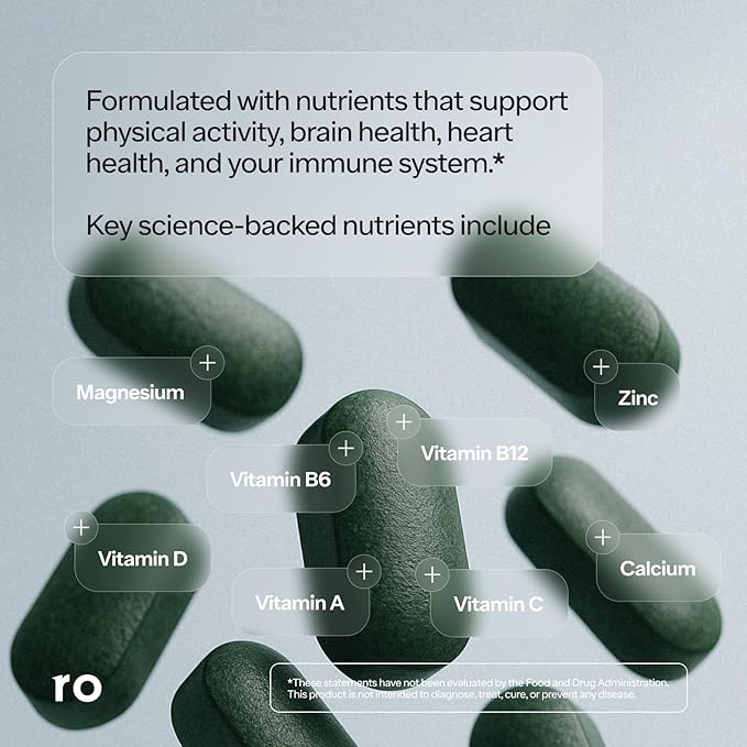 Ro Daily Multivitamin for Men | Supports Physical Activity, Brain + Heart Health, and Immune System with 23 Key Nutrients Including Calcium, Magnesium, and Zinc | 60-Day Supply (120 Tablets)