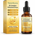 NATURESECRETS B-Complex Methylated Drops, with B12 B6 B1, Fast Sublingual Absorption, Essential B Vitamins for Energy & Nervous System Support, Raspberry Flavor, 120 mL / 4 fl oz