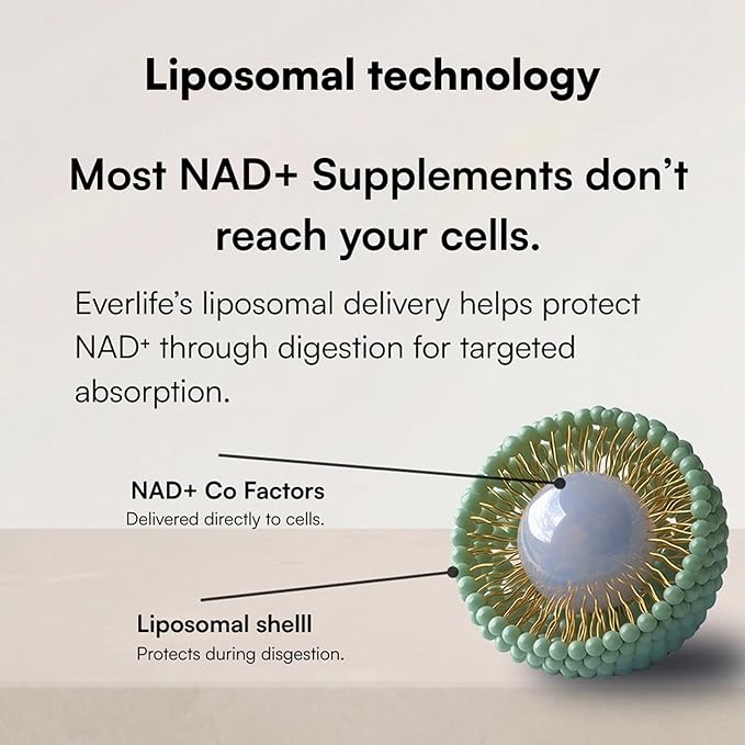 Everlife Liposomal NAD+ Liquid Supplement – 150mg Shot with Liposomal Trans-Resveratrol, TMG & Glycine – Boosts Energy, Cellular Repair, Healthy Aging & Longevity – NMNH Alternative – 30 Servings