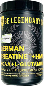 Creapure® German Creatine + HMB | Build Strength | Gain Lean Muscle | Recover Faster | Crush Plateaus | 5G Creapure® Creatine Monohydrate | 3G HMB | 8G BCAA | 5G L-Glutamine | 30 Servings | Unflavored