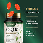 Built by Nature CoQ10 200 mg – Coenzyme Q10 with Olive Oil and Black Pepper for High Absorption – Supports Heart Health & Energy – Antioxidant Supplement– 2 Month Supply, 120 Softgels
