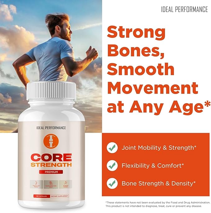 Core Strength Supplement Pills, Core Strength Capsules - All Natural Formula to Fortify Bones, Movement & Bolster Flexibility, CoreStrength Premium Health & Wellness Support Reviews (2 Pack)