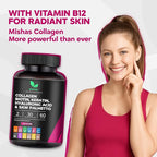 Multi Collagen Hair Pills - Biotin 10,000mcg, Keratin & Hyaluronic Acid - Hair Growth - Hair Skin & Nails Vitamins & DHT Blocker - Vitamin E Folic Acid Pumpkin Seed MSM, Saw Palmetto 60 Vegan Capsules
