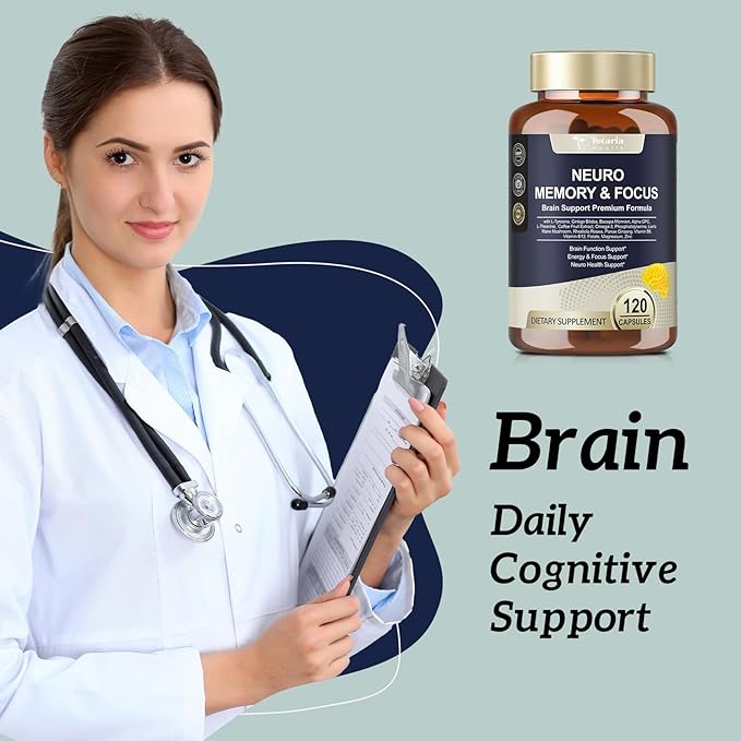Totaria C-ognitive with Caffeine Pills, L-Tyrosine, Alpha GPC, Ginkgo Biloba, Bacopa Monnieri Brain Supplement for Memory and Focus, Brain Nootropic Support - Non-GMO, Gluten Free (2 Packs)
