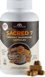 Naturealm Sacred 7 Mushroom 7-in-1 Blend Capsules Supplement (30 Day Supply) | Supports Daily Immune Defense & Focus | Lions Mane, Reishi, Chaga & More | Organic, Premium 100% Fruiting Body Extract