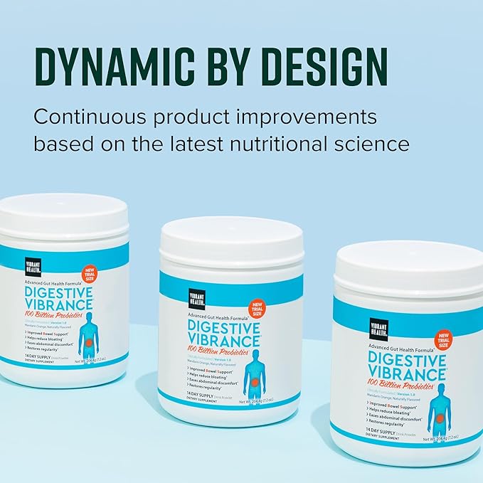 Vibrant Health, Digestive Vibrance, Probiotic Powder Reinvented with Special Ingredients, 100 Billion Probiotics Per Serving, 14 Servings