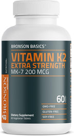Bronson Vitamin K2 MK-7 200mcg Extra Strength, 60 Vegetarian Tablets