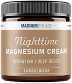 Magnum Solace Magnesium Lotion – Nighttime Magnesium Cream – Apply to Leg Muscles, Arms or Chest - Topical Magnesium Chloride – USA Made and Safe for Kids (Sandalwood) 4 Fl Oz (Pack of 1)