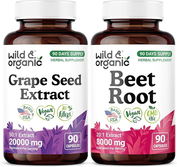 Wild & Organic Grape Seed Extract 90 Capsules & Beet Root 90 Capsules