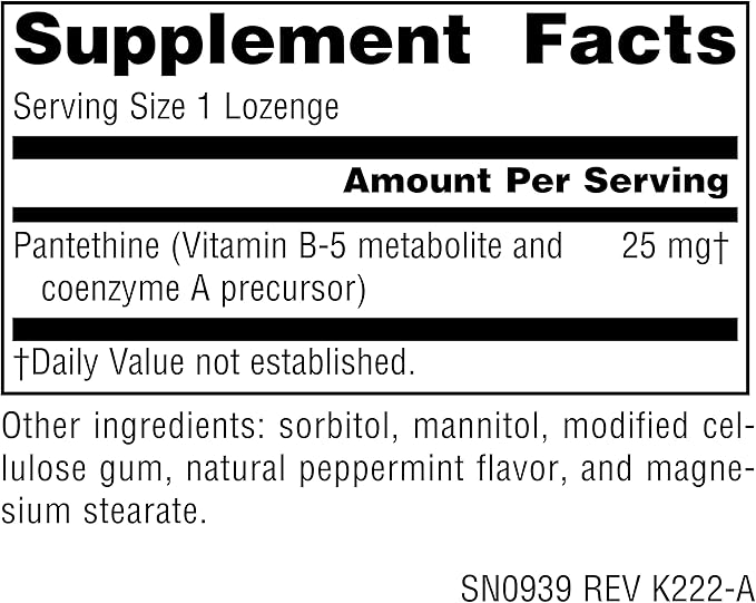 Source Naturals Pantethine B-5 Coenzyme Precursor, 25 mg - 60 Lozenges