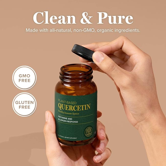 Global Healing Center Quercetin 250 mg Supplement to Support Immune System, Includes QuerceFIT Without Bromelain & Zinc (60 Capsules)