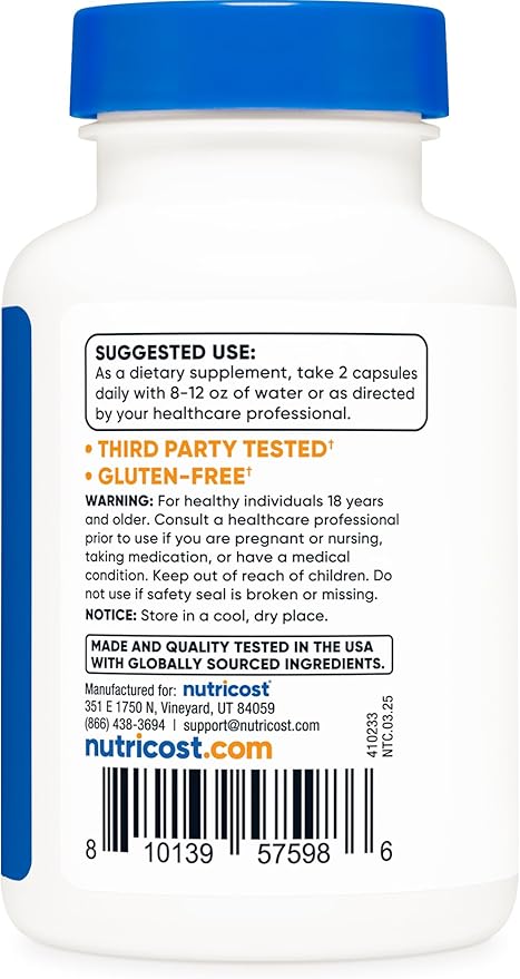 Nutricost Liposomal Vitamin C (1,500mg) 60 Capsules - High Absorption Vitamin C, Vegan, Gluten-Free, 30 Servings