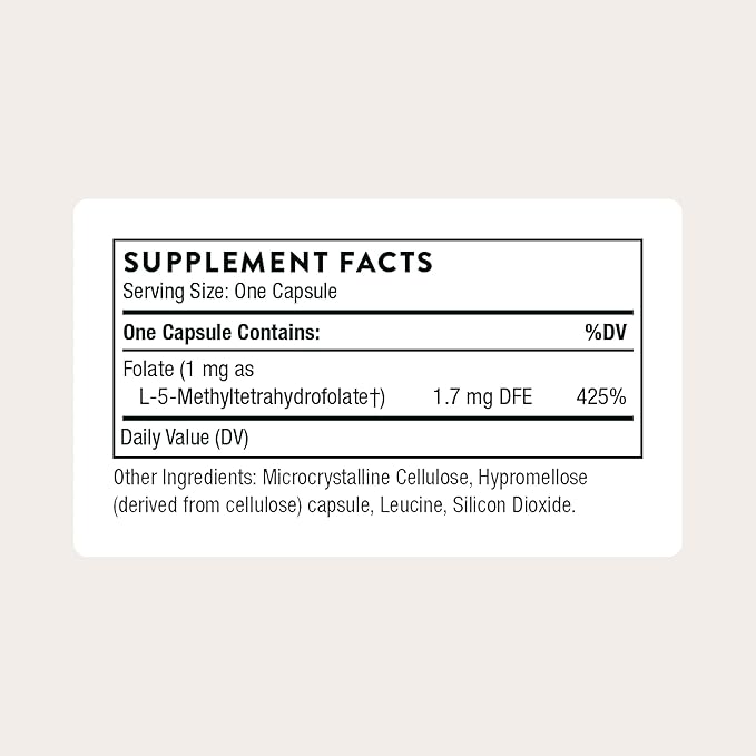 THORNE - 5-MTHF - Methylfolate (Active B9 Folate) Supplement - Supports Cardiovascular Health, Fetal Development, Nerve Health, Methylation & Homocysteine Levels* - 60 Servings - 5-MTHF 1mg