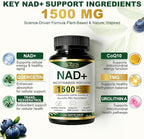NAD+ Supplement 1500mg, NR NMN Replacement with Resveratrol, Urolithin A, CoQ10 & Quercetin - NAD Plus for Cellular Energy, Healthy Aging & Stamina for Women & Men - 120 Capsules -2pcs