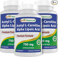 Best Naturals Acetyl L-Carnitine and Alpha Lipoic Acid 750 mg 120 Capsules (120 Count (Pack of 3))
