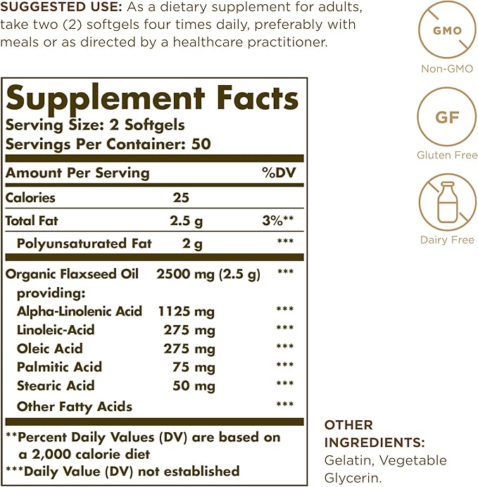 Flaxseed Oil 1250mg 100 SG