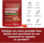Cayenne Pepper Capsules, Cayenne Pepper Capsaicin Supplements Support Leg Vein, Heart Health and Blood Circulation, with Vitamin E D3 K2 and Extracts of Grape Seed, Beetroot and Turmeric, 2 Pack