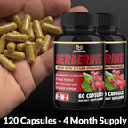 (2 Packs) Berberine Supplement Plus Ceylon Cinnamon, Turmeric - 120 Capsules - Supports Immune Function - Berberine HCl Supplement Pills - 4 Months Supply