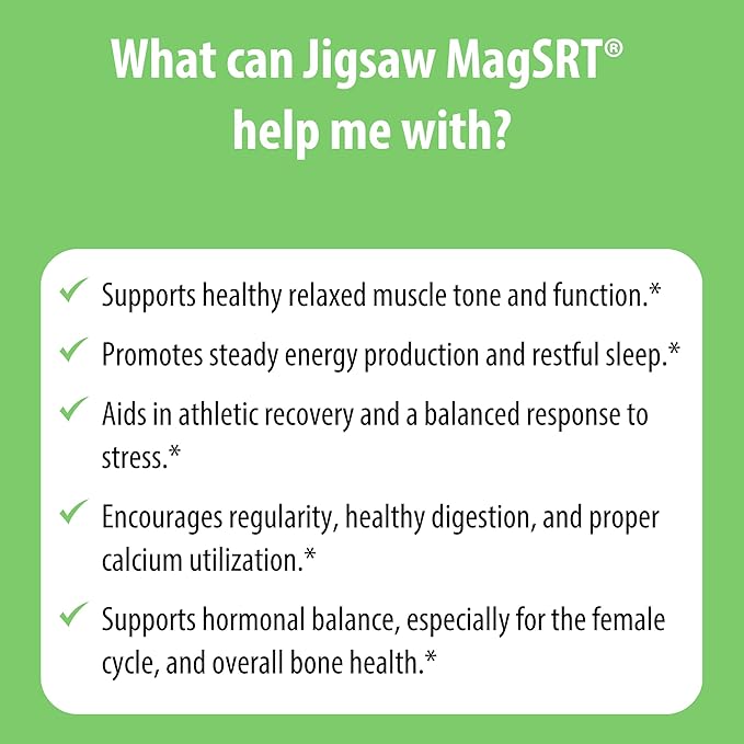 Jigsaw Health MagSRT | Magnesium Supplement with Vitamin B6, Folate & B12 | 120 Tablets | 30 Servings