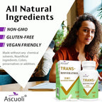 99% Ultra Purity Trans-Resveratrol 1100mg, 3-in-1 Advanced Formula Organic Resveratrol Supplement, Max Antioxidant, Anti-Aging, Skin Health, Cell Repair, Boost NAD+, Immune & Energy, 60 Caps