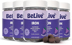BeLive Iron Gummies - Multivitamin Iron Supplement with Vitamin C, A, B & Zinc, Supports Blood Oxygen, Vegan Supplements for Women, Men & Kids for Growth and Development - Grape Flavor | 5-Pack