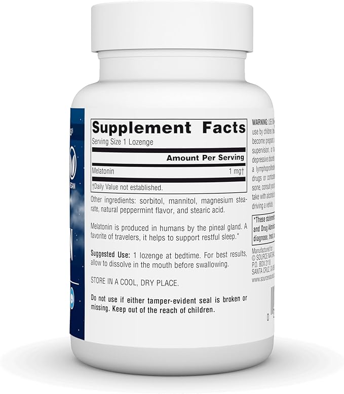 Source Naturals Melatonin, Helps Promote Sleep*, 1 mg - 200 Peppermint Flavored Lozenges