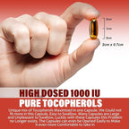 Vitamin E 1000 IU Ultra Tocopherol 450mg Vitamin E Vegan – All 4 Tocopherols - Alpha Tocopherol + Beta Tocopherol + Gamma Tocopherol + Delta Tocopherol– Unique d Alpha (180)