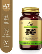 Solgar Korean Ginseng Root Extract, 60 Vegetable Capsules - Immune Support - Standardized, Full Potency (SFP) - Non-GMO, Vegan, Gluten Free, Dairy Free, Kosher - 60 Servings, Standard Packaging