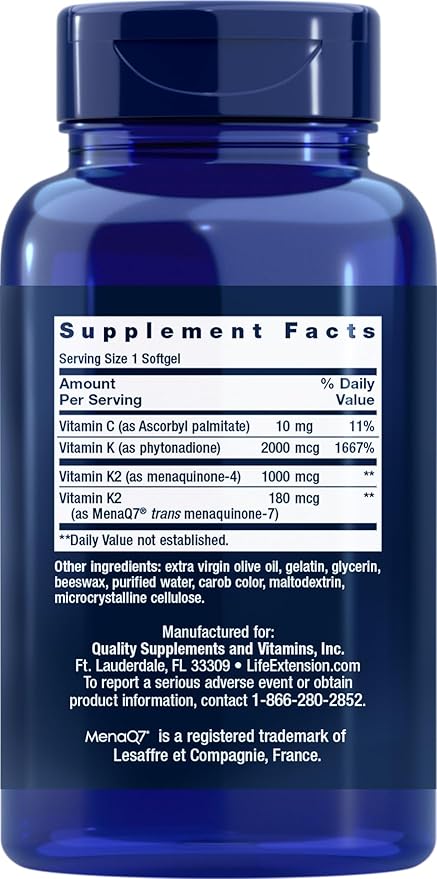 Life Extension Super K, 150 Softgels, with Vitamin K1 and K2 - MK4 & MK7