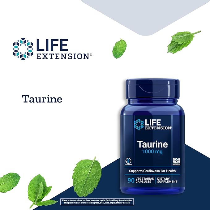 Life Extension Taurine 1000mg and Sea-Iodine 60 Capsules Supplement Bundle