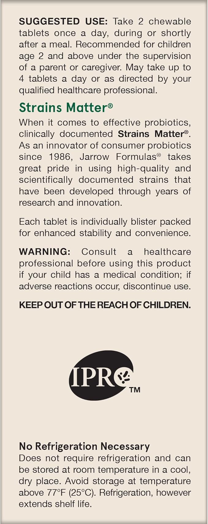 Jarrow Formulas® Jarro-Dophilus® Kids Probiotics and Prebiotics, 1 Billion CFU, Supplement for Intestinal and Immune Health Support, 60 Sugar-Free Raspberry-Flavored Chewable Tablets, 30 Day Supply