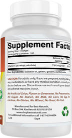 Best Naturals Vitamin A 25000 IU (7500 mcg), Non-GMO Formula Supports Healthy Vision & Immune System and Healthy Growth & Reproduction, 180 Softgels (180 Count (Pack of 2))