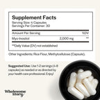 Wholesome Story Myo-Inositol Supplement | Inositol Powder Capsules | Myoinositol | 2000mg Per Serving | 500mg Per Capsule | Male and Female Fertility Supplement | Vitamin B8 | 120 Capsules