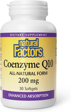 Natural Factors Coenzyme Q10 - Antioxidant Support Supplement Supports Cellular Energy Production - Better Absorption Aids Healthy Heart Function - 200 mg, 30 Softgels (30 Servings)