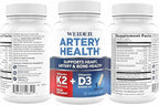 Weider Artery Health - Artery Flexibility & Heart Health - with Vitamin K2, D3 & Ginger - Bone & Immune Support* - Gluten Free & Vegan - 30 Veggie Capsules