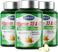 Vitamin D3 K2 Softgels, Vitamin D3 10000 IU with K2 (MK-7) 200 mcg with Coconut Oil Softgels, Easy to Swallow 2 in 1 Vitamins D & K Combo * 3 Packs (270 Counts)