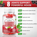 softbear Glucosamine Chondroitin Gummies Sugar Free, Extra Strength Glucosamine Chondroitin Supplement for Natural Joint Support, Raspberry Flavored 120 Count